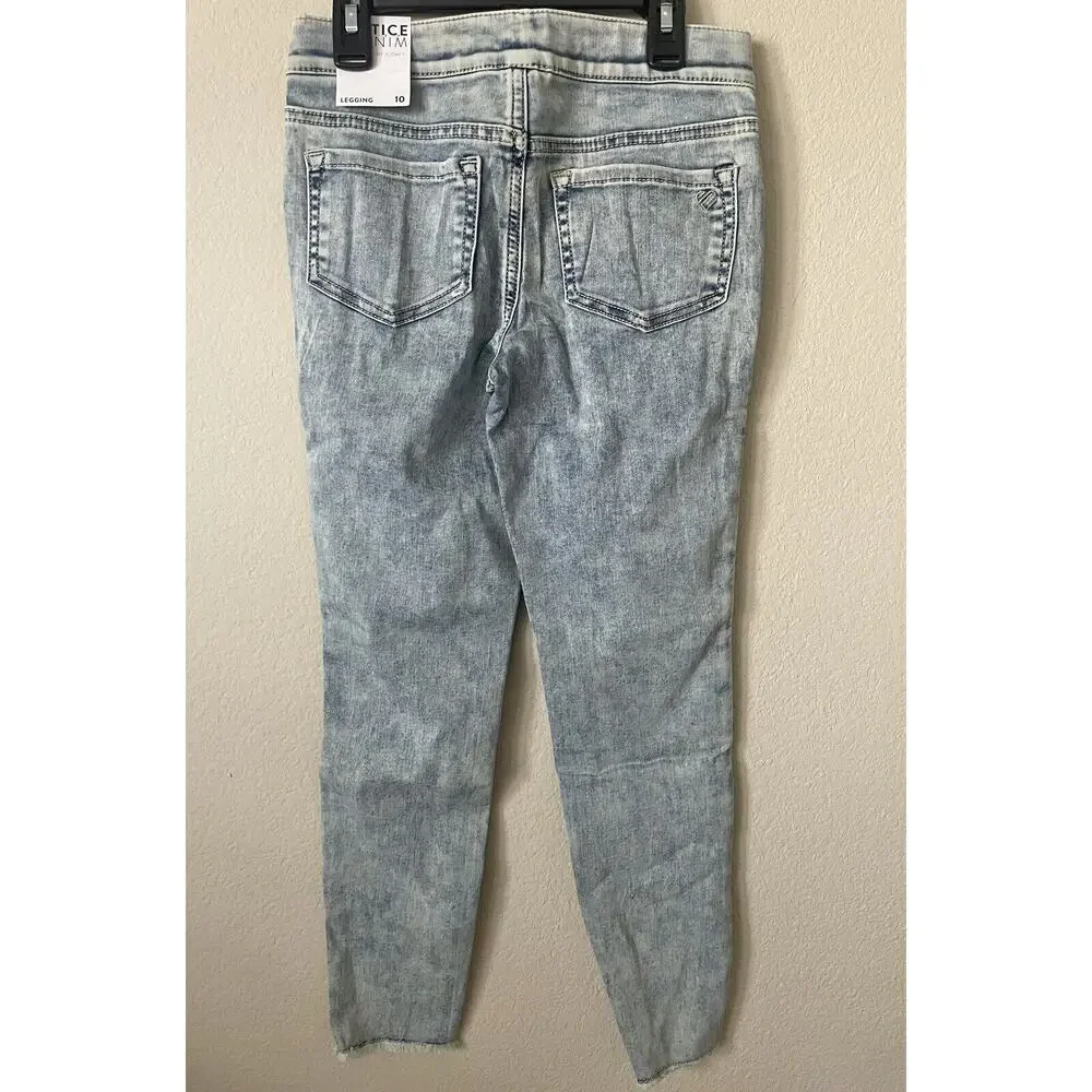 Lot Of 3 Justice Stretchy Girls' Pull On Jean Leggings Jeggings Pants Size 10